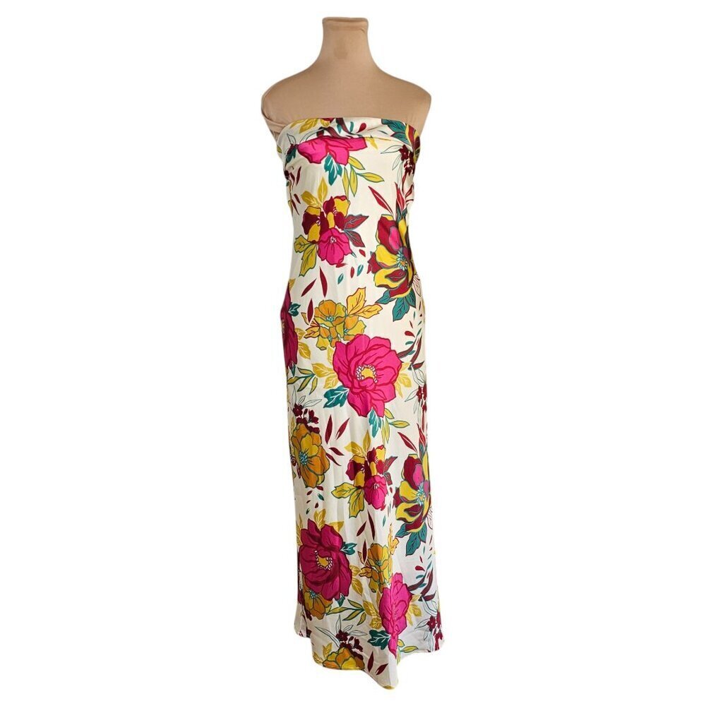 Thirty Thirty LA Floral Satin Sleevelss Midi Dress Sz S